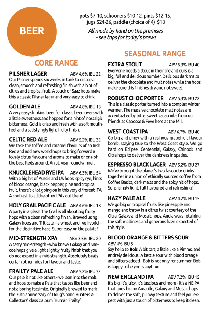Taproom menu 6